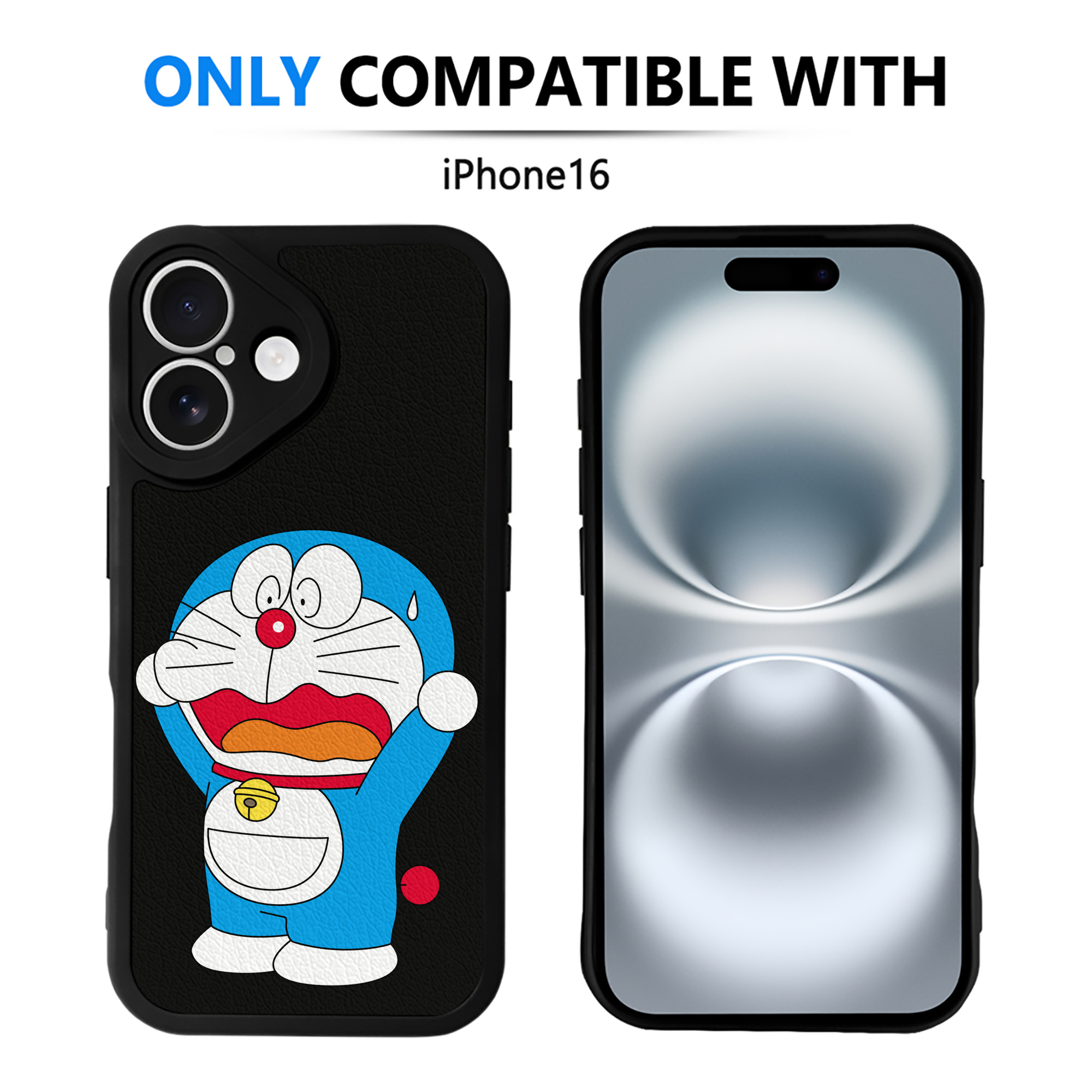 （画像用） ドラえもん Doraemon 【iPhone 16シリーズ対応】シリコンスマホケース（レザー調） 材質：シリコン